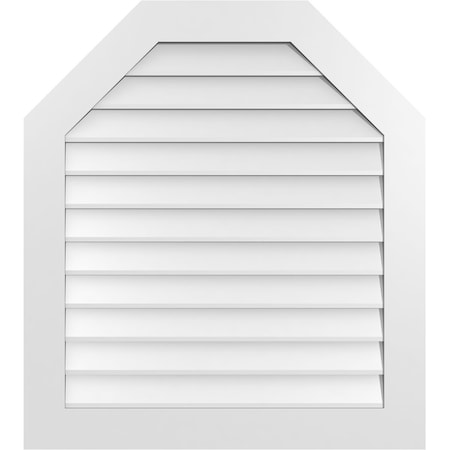 Ekena Millwork Octagonal Top Surface Mount PVC Gable Vent w/ 3-1/2"W x 1"P Standard Frame, 34"W x 38"H GVPOT34X3801SN